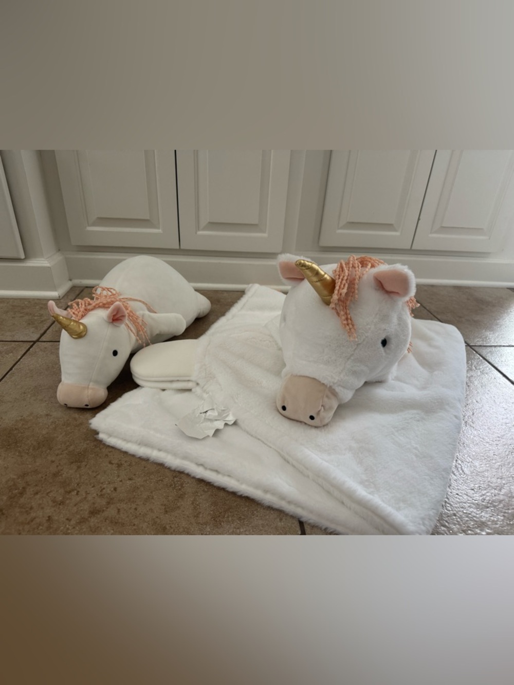 Pillowfort White Unicorn wearable blanket and weighed plush